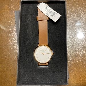 NWT Rosefield Watch Cream Face Tan Leather Band